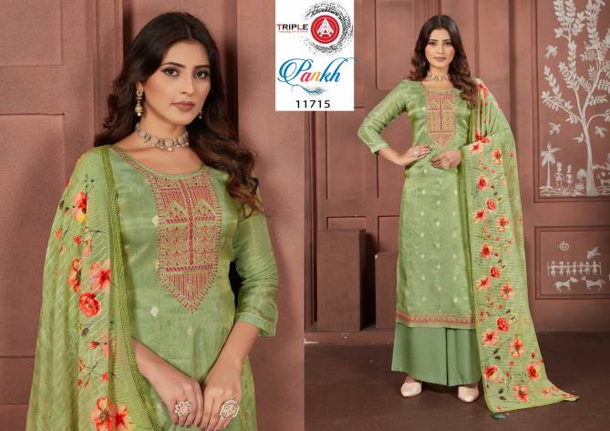 Pankh By Triple Aaa Organza Simar Work Dress Material Wholesale Market In Surat